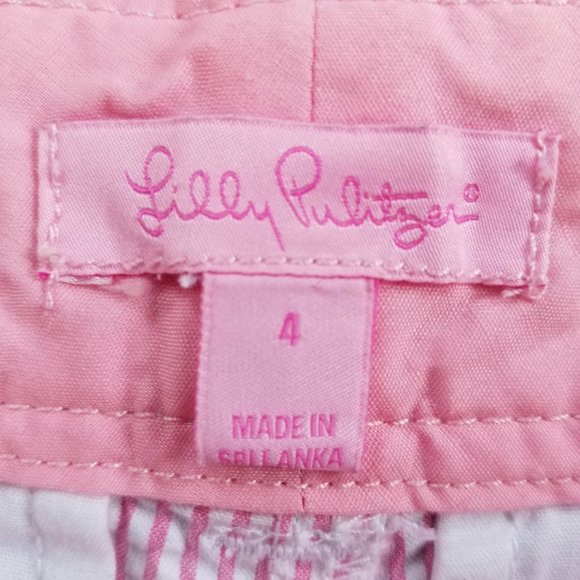 Lilly Pulitzer Brand Shorts. Pink & White Seersucker. Size 4. - Picture 6 of 7